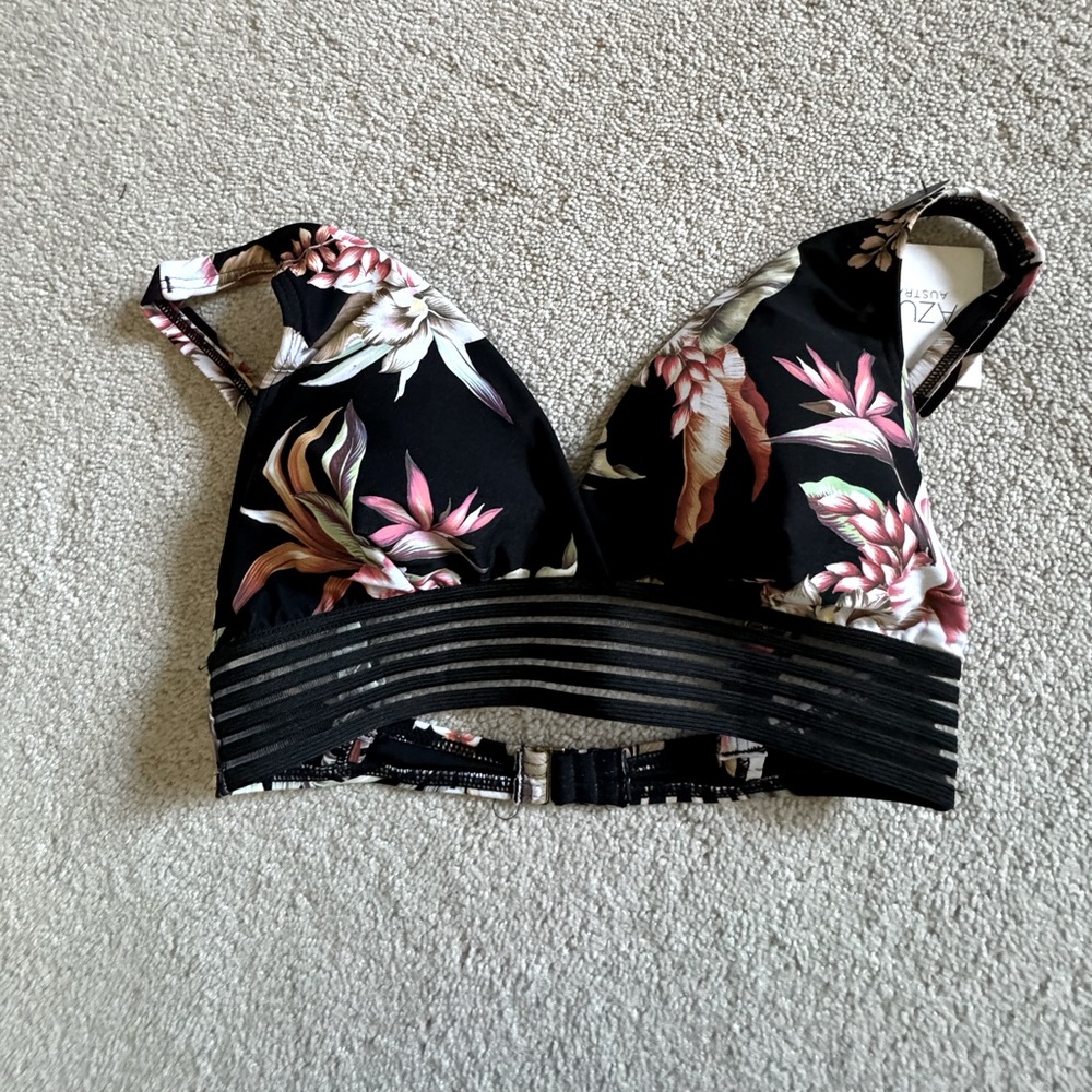 Azure swim top. Floral